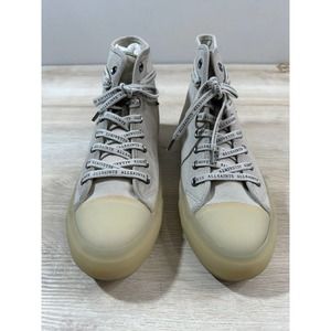 AllSaints Mens 9M White High Top Canvas Sneaker Chalk White Jaxon High Canvas